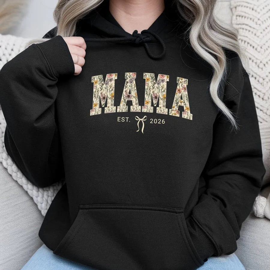Floral Mama Hoodie | Wildflower EST 2026 Design | Soft Cotton Blend | Mothers Day Gift for New Mom