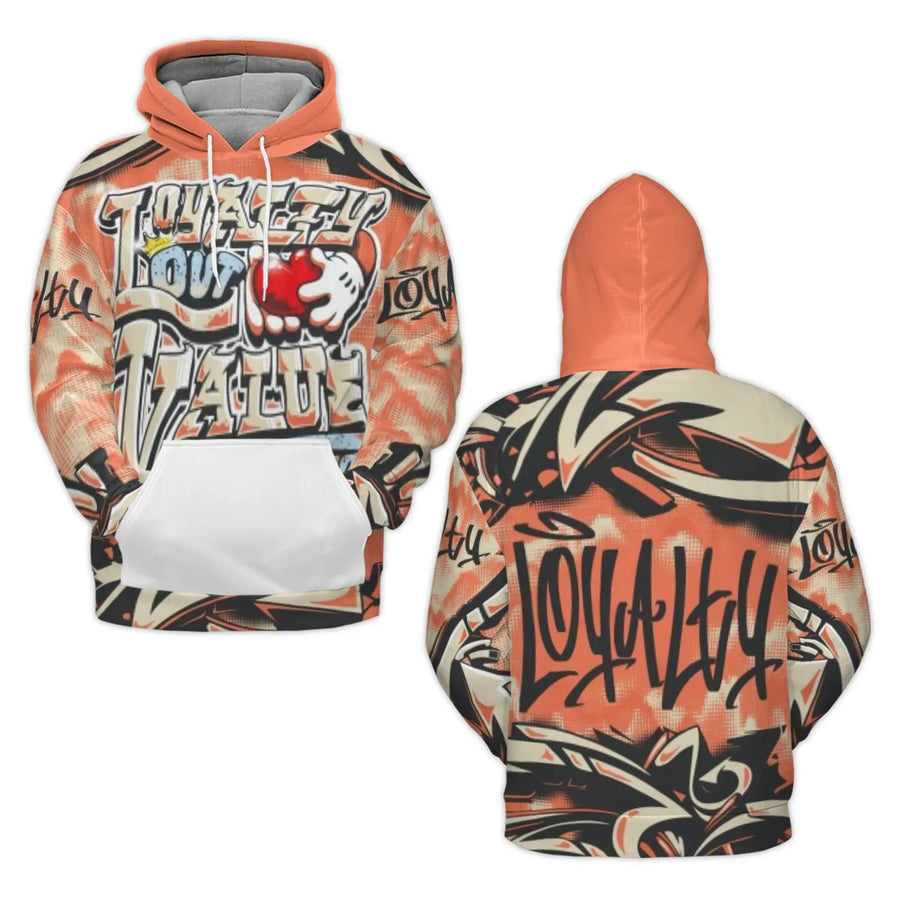 Loyalty Over Value Graffiti 3D Hoodie | Urban Streetwear Aesthetic | Premium Polyester Brushed Fleece | Unisex Graphic Pullover Gift for Men & Women
