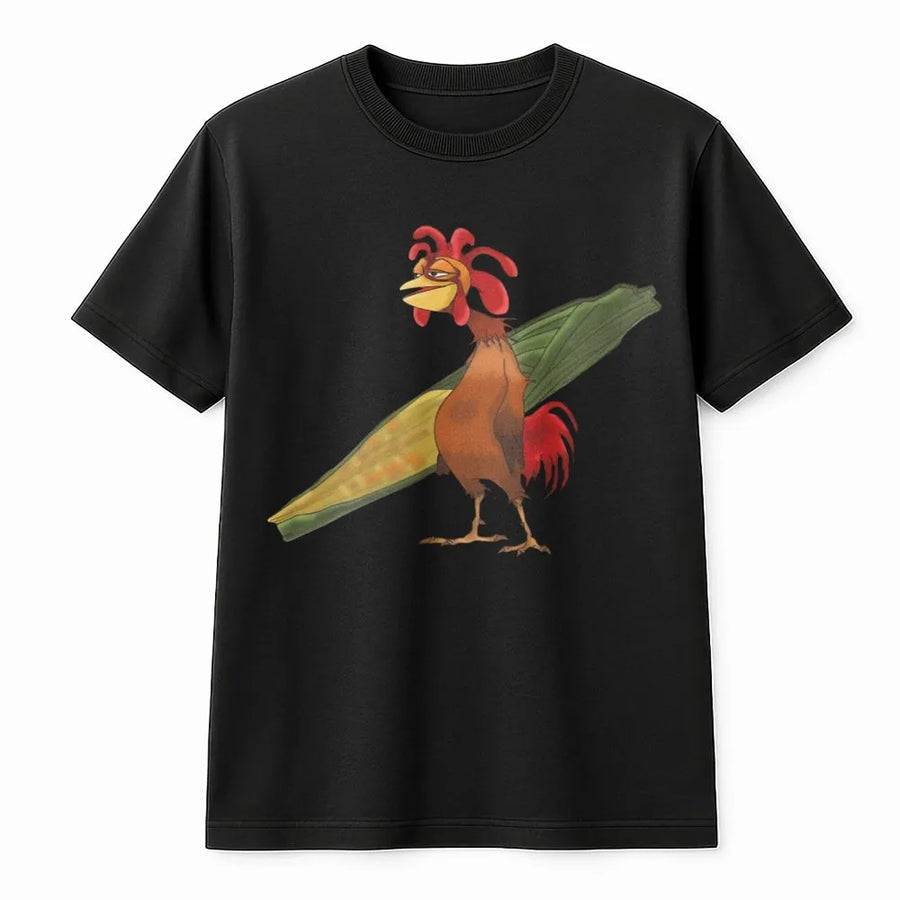Surfing Chicken Graphic T-Shirt | Funny Rooster Beach Design | Premium Cotton Soft Crewneck | Summer Vacation Gift For Surfer Men And Women