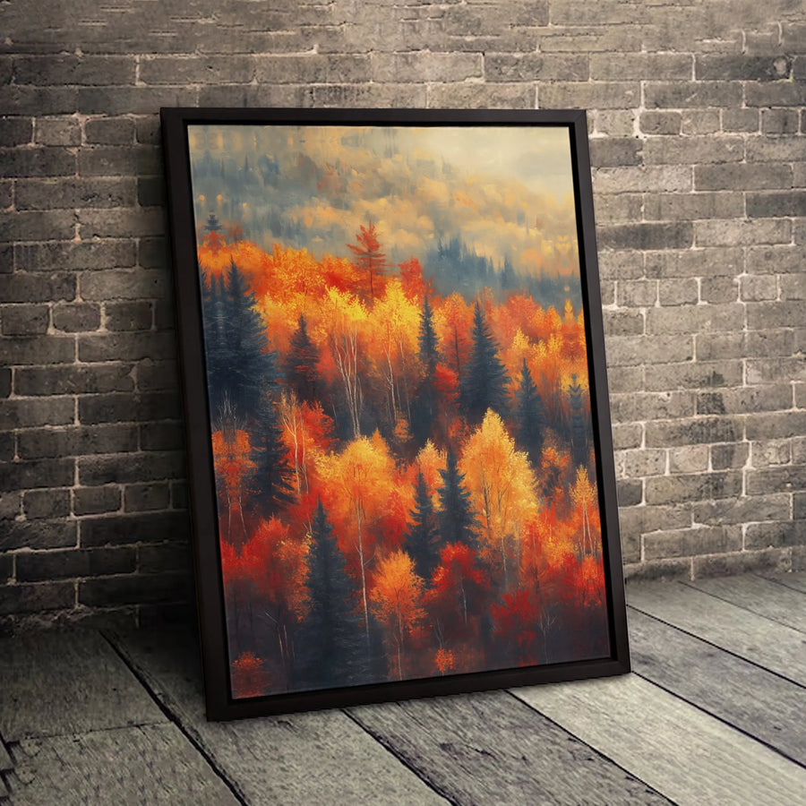 Autumn Forest Canvas Wall Art | Impressionist Landscape Print | Premium 1.25 Inch Gallery Wrap | Seasonal Fall Home Decor