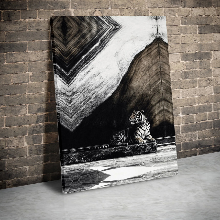 Tiger Wall Art Canvas | Abstract Black and White Marble Print | Gallery-Quality 1.25 Inch Thick Wrap | Modern Living Room Home Decor