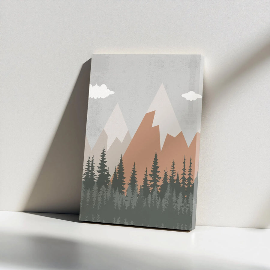 Minimalist Mountain Canvas Print | Geometric Boho Nature Scene | Premium Gallery Canvas | Modern Living Room Decor Gift