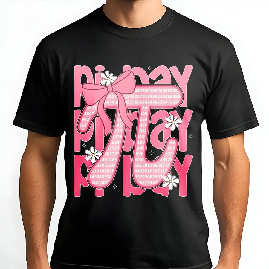 Pi Day T-Shirt | Coquette Bow Math Design | Premium Soft Cotton Tee | Cute Math Teacher Gift for Women and Teens