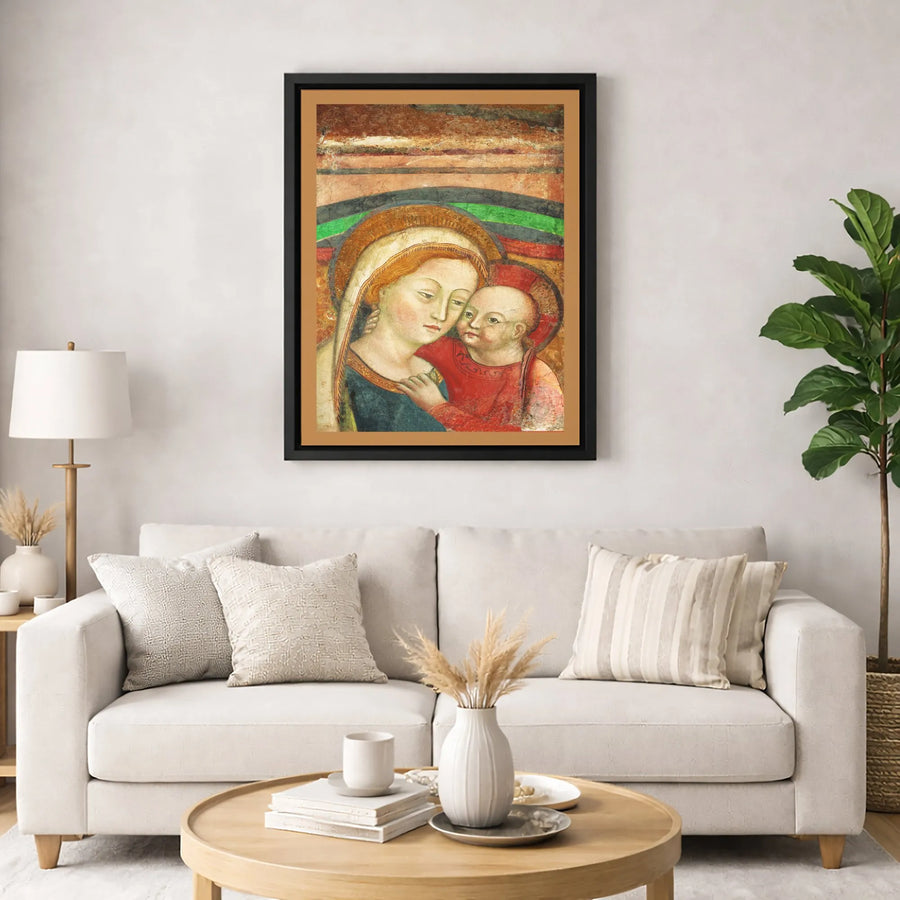 Madonna and Child Canvas Wall Art | Renaissance Religious Medieval Painting | Premium Gallery Wrapped Decor | Christian Home Gift for Believers