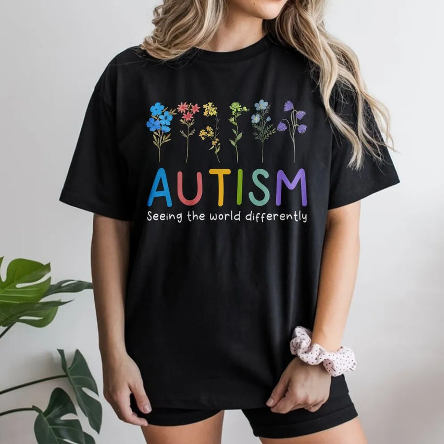 Autism Awareness T-Shirt | Floral Wildflower Botanical Graphic | Soft Premium Cotton Tee | Inclusive Gift for Teachers & Advocates