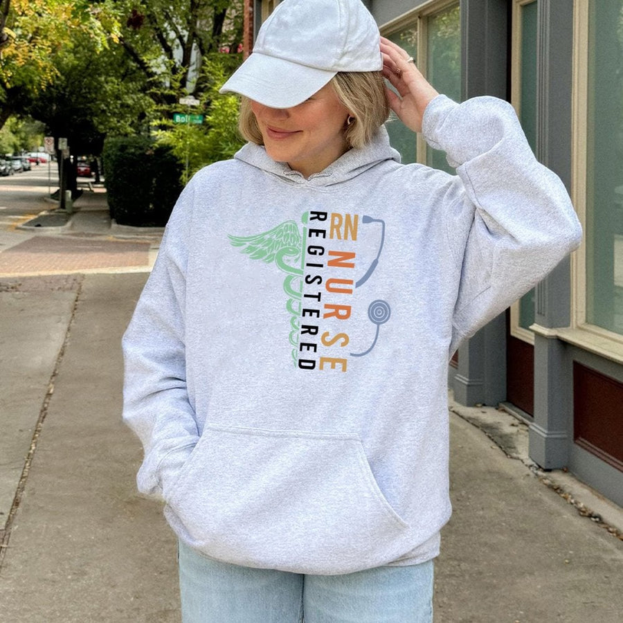 Registered Nurse RN Hoodie | Stethoscope Caduceus Graphic | Premium Cotton Blend | Nursing School Graduation Gift for Her and Him