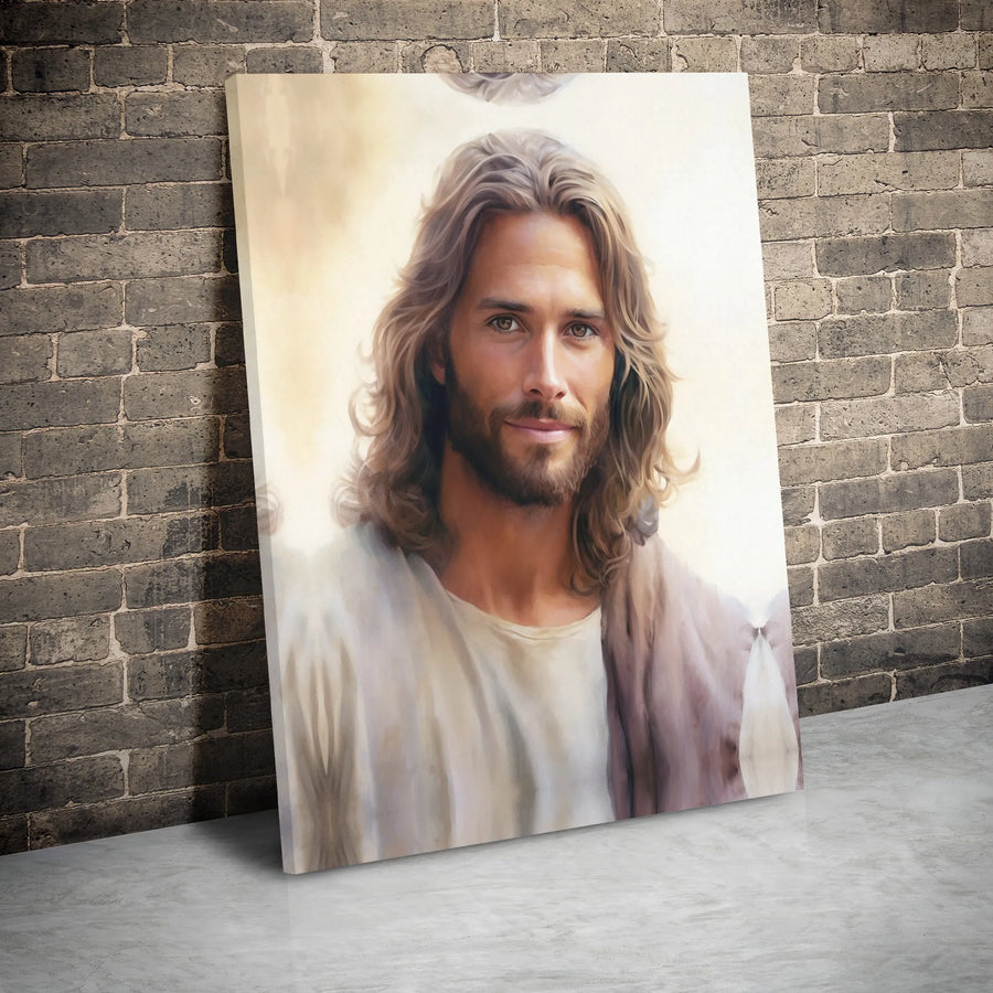 Jesus Christ Portrait Canvas Wall Art | Soft Light Religious Painting | Premium Gallery Wrap 1.25 inch | Christian Home Decor Gift