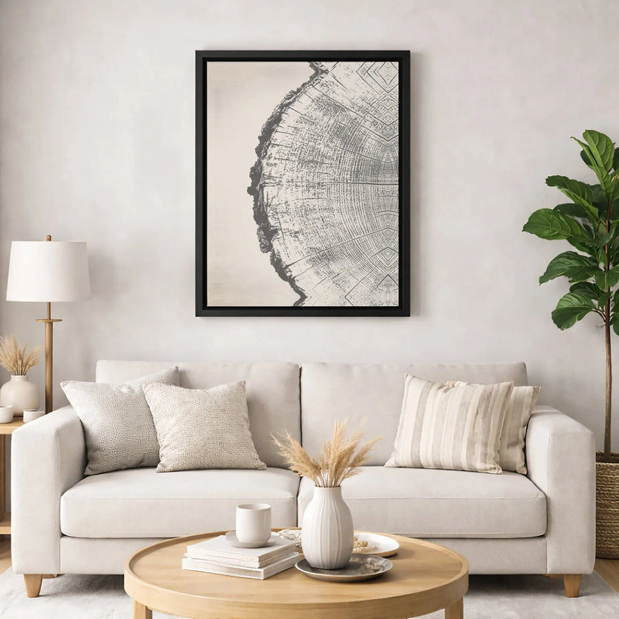 Tree Trunk Cross Section Canvas Art | Minimalist Wood Slice Wall Decor | Premium Fade-Resistant Gallery Print | Modern Nature Lover Gift