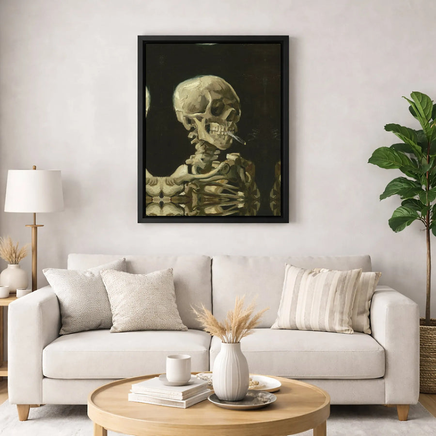 Vincent Van Gogh Skull With Burning Cigarette Canvas | Classic Fine Art Reproduction | 1.25-Inch Gallery Quality Wrap | Museum Decor Gift For Art Lovers