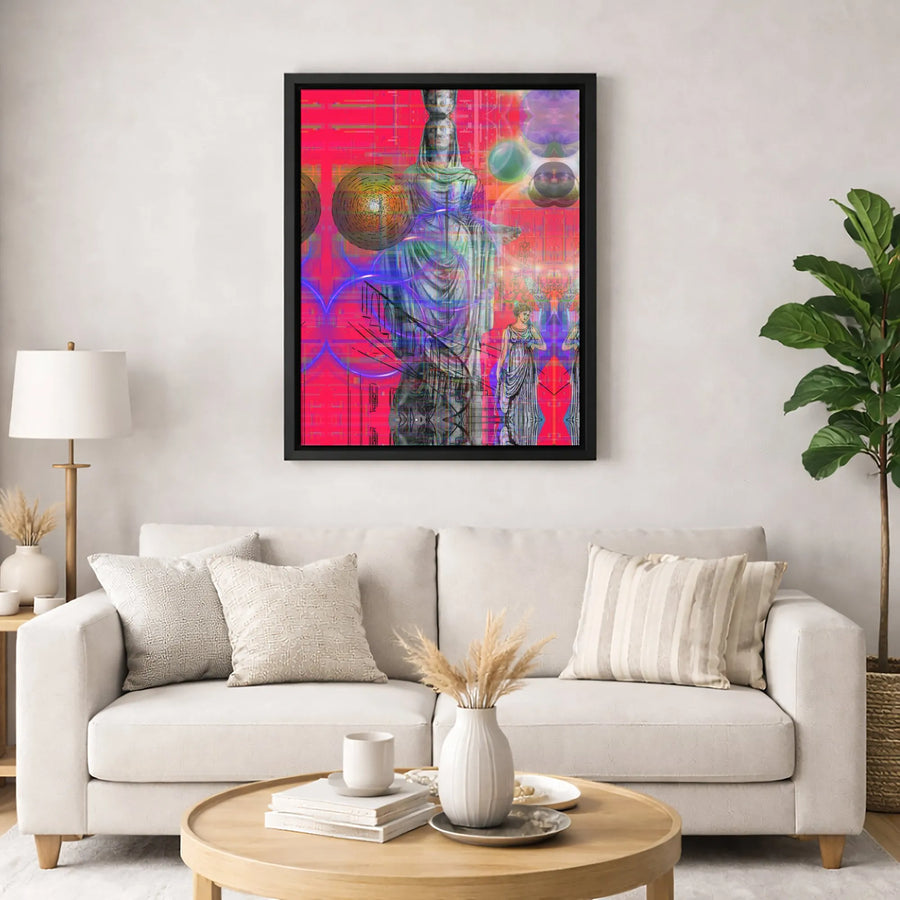 Surreal Greek Statue Wall Art | Psychedelic Glitch Aesthetic Print | Premium 1.25 Inch Thick Gallery Canvas | Modern Home Decor Gift for Art Lovers