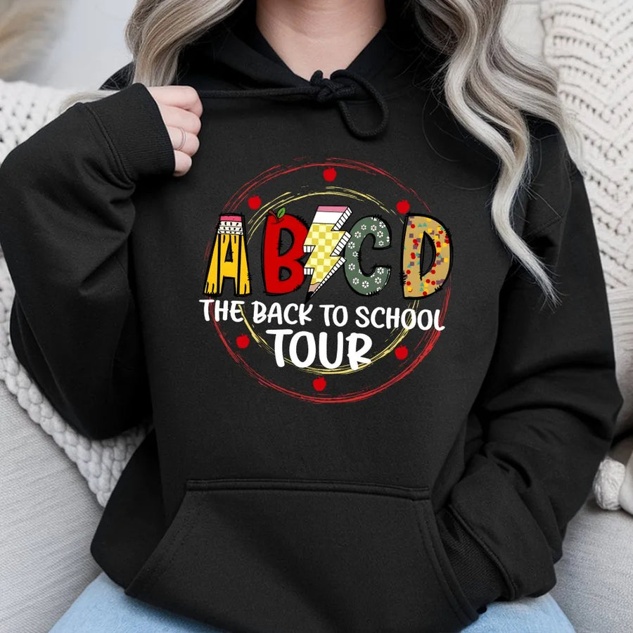 Back To School Teacher Hoodie | ABCD Letter Graphic | Soft Cotton Blend | First Day Of School Gift For Educators