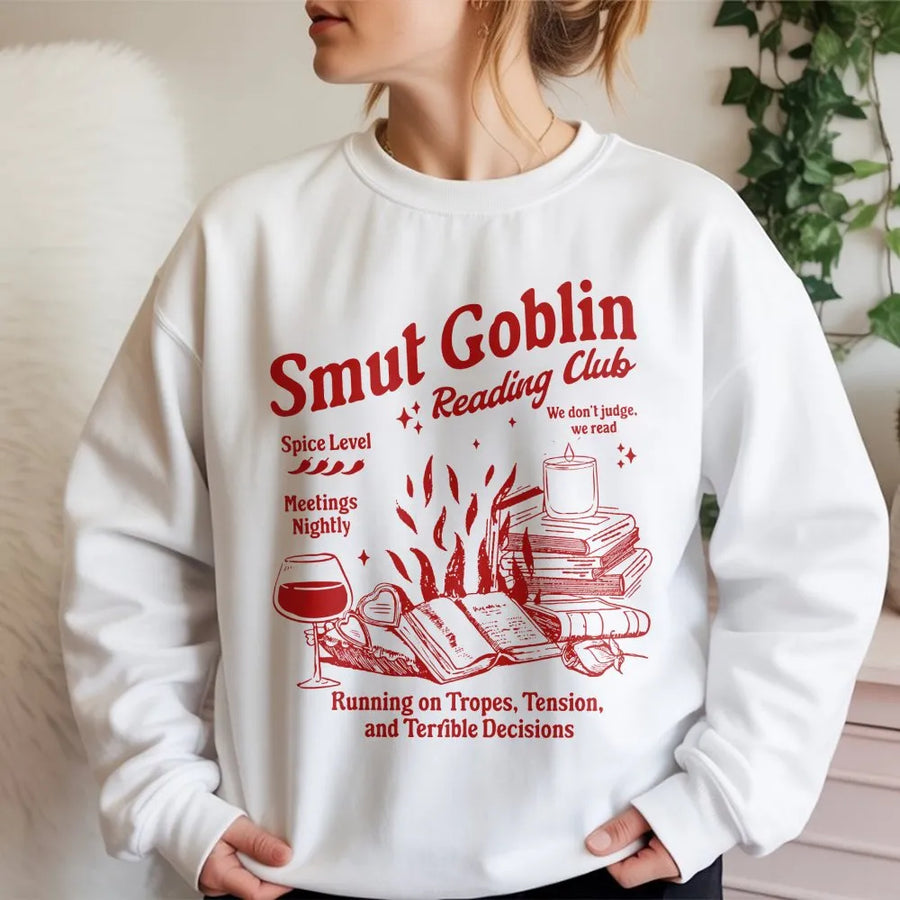 Smut Goblin Reading Club Sweatshirt | Spicy Romantasy Book Lover Gift | Premium Cotton Blend Crewneck | Trendy Bookish Apparel For Readers