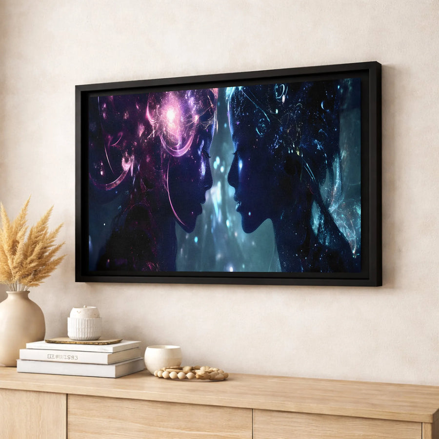 Celestial Cosmic Faces Canvas Print | Ethereal Galaxy Abstract Art | Premium Gallery-Wrap Wall Decor | Unique Gift for Space Lovers