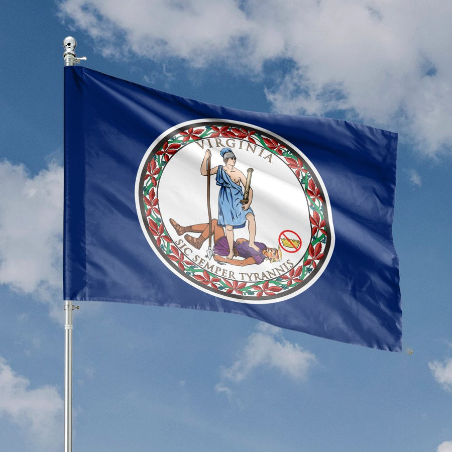 Virginia State Flag | Sic Semper Tyrannis Navy Blue Banner | UV-Resistant Premium Polyester | Outdoor Home & Garden Decor