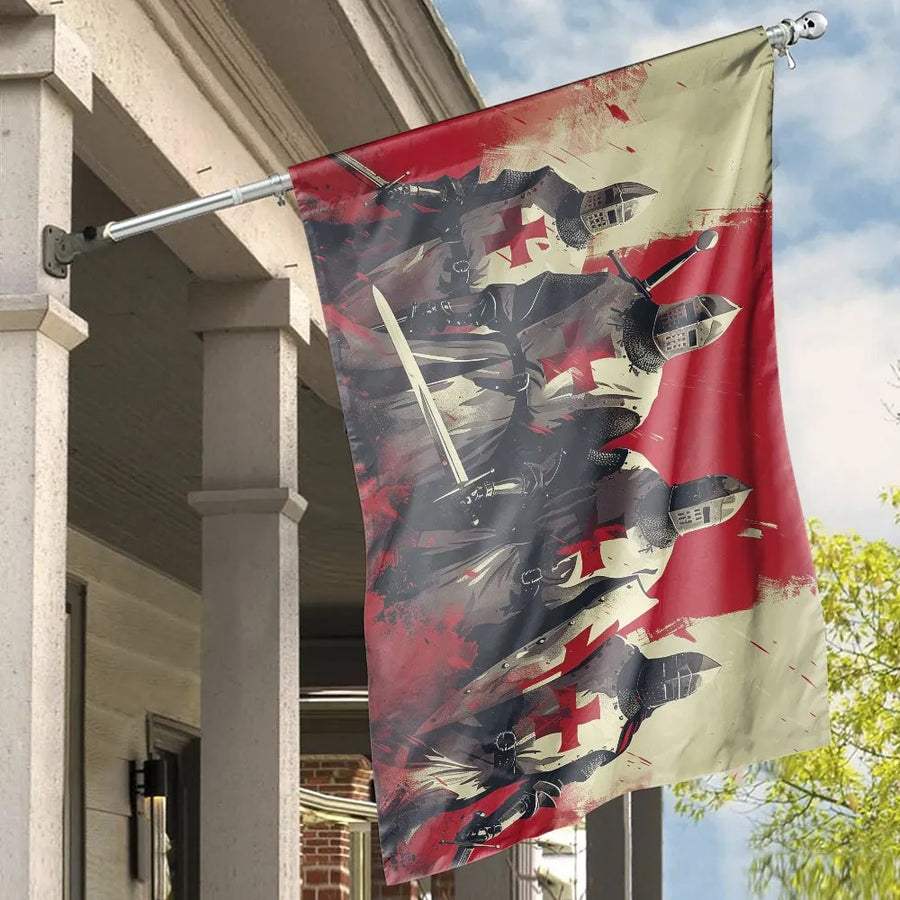 England Crusader House Flag | St George Cross Knights Graphic | Premium Weather Resistant Polyester Banner | Patriotic Gift for History Buffs