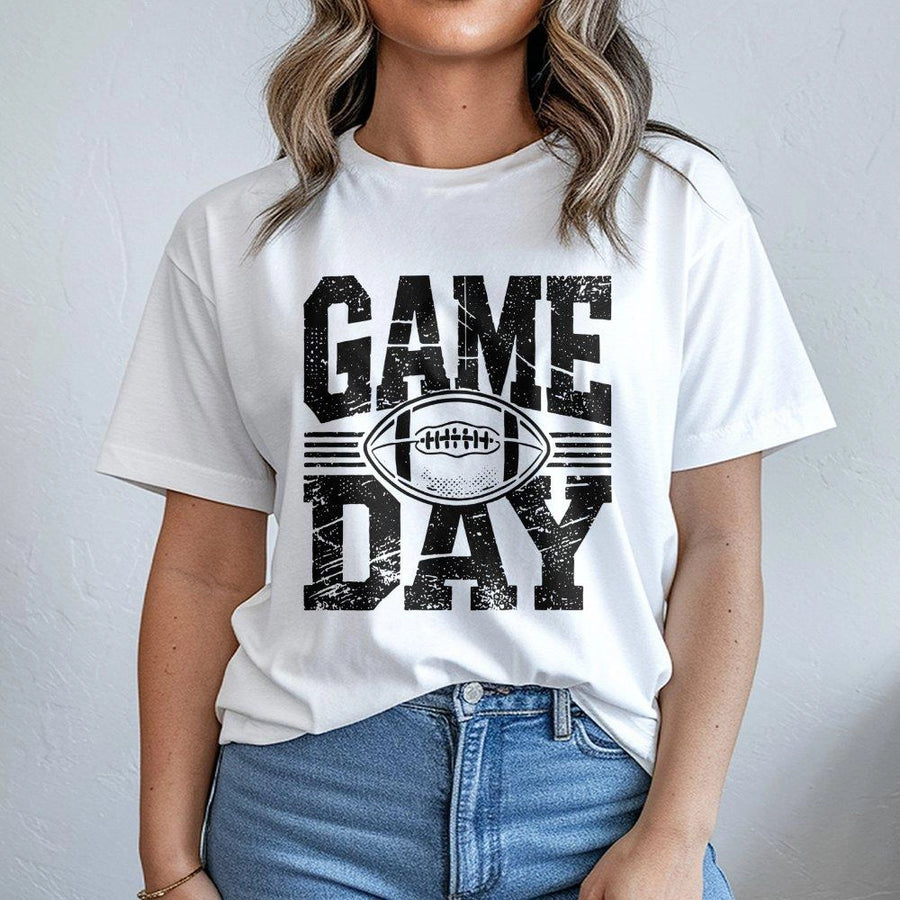 Game Day Football T-Shirt | Distressed Graphic Sports Print | 100% Premium Cotton | Fan Gift for Men and Women