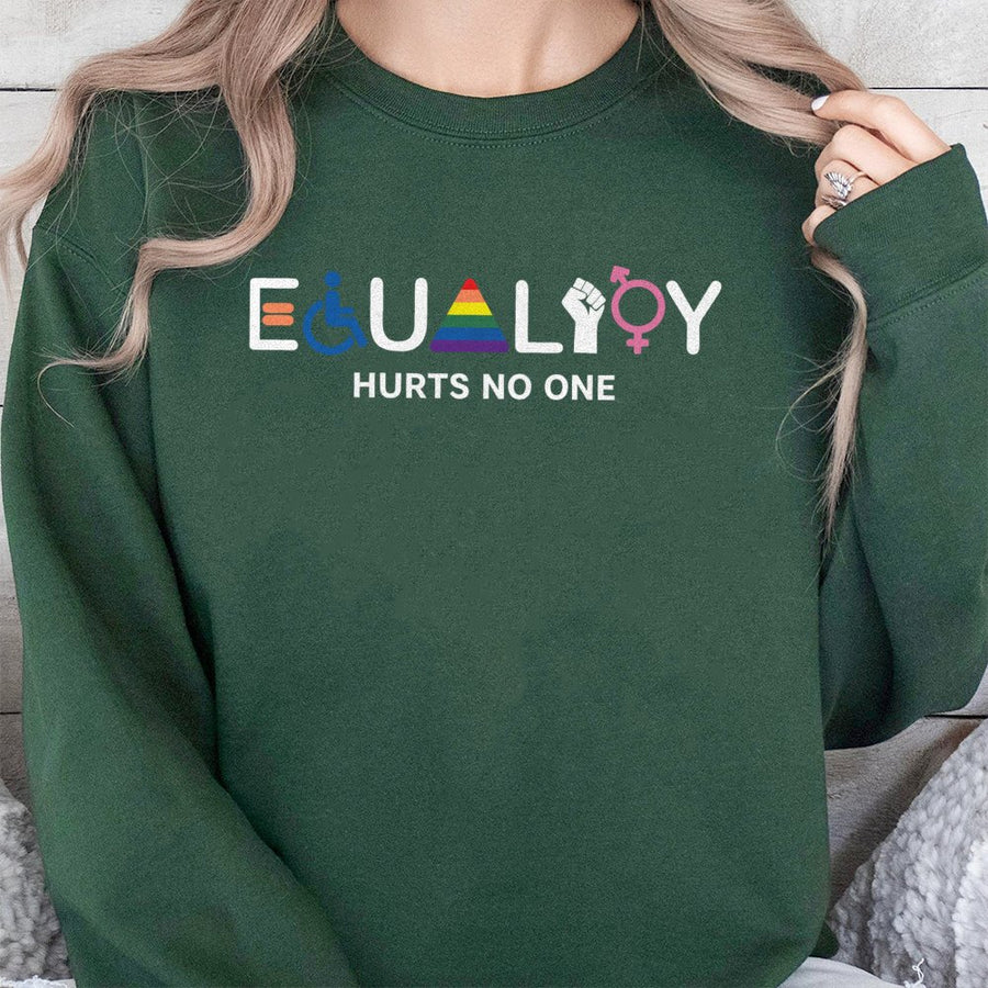 Equality Hurts No One Sweatshirt | Human Rights Pride Graphic Tee | Premium Cotton Blend | Inclusive LGBTQ Gift for Activists and Allies