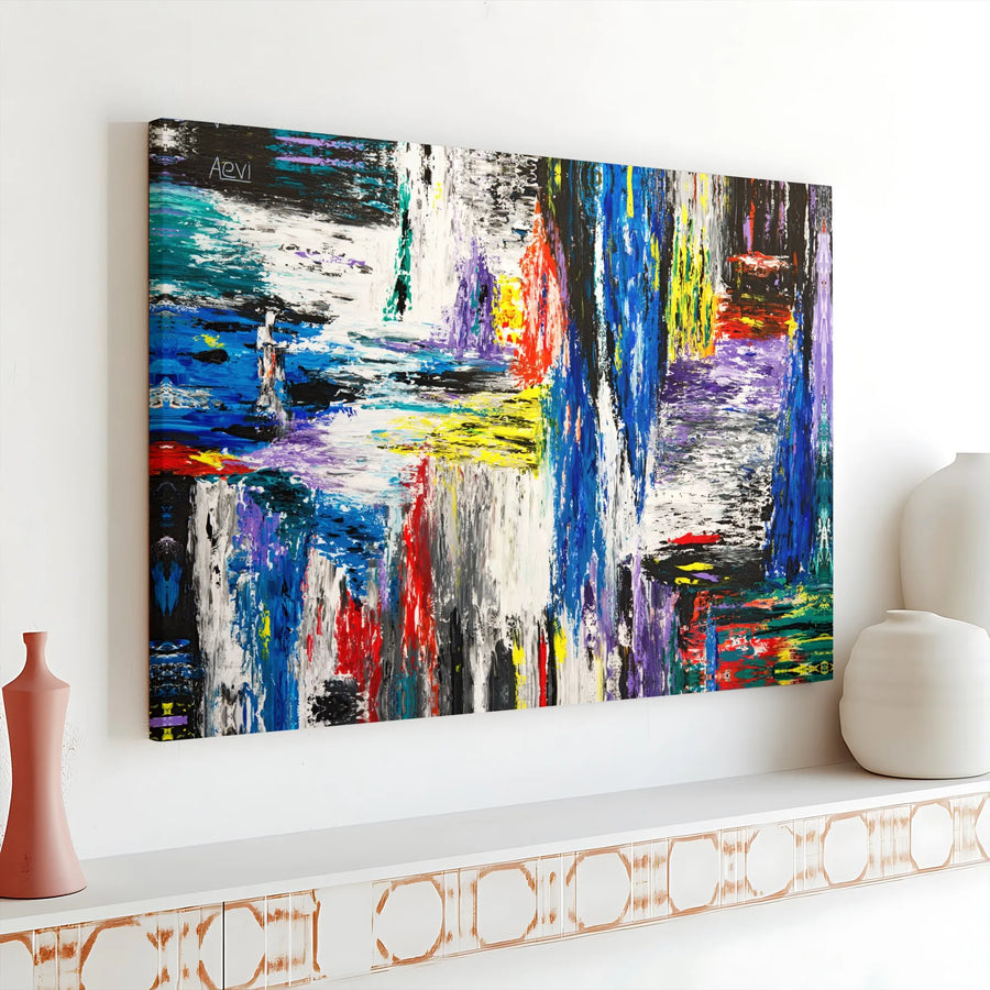 Large Abstract Canvas Wall Art | Colorful Expressionist Painting Print | Thick Gallery Wrapped Canvas | Premium Modern Living Room & Office Decor