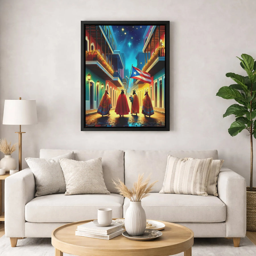 Three Kings Wall Art | Puerto Rican Reyes Magos Old San Juan Canvas | Premium Fade-Resistant Print | Cultural Holiday Home Decor Gift