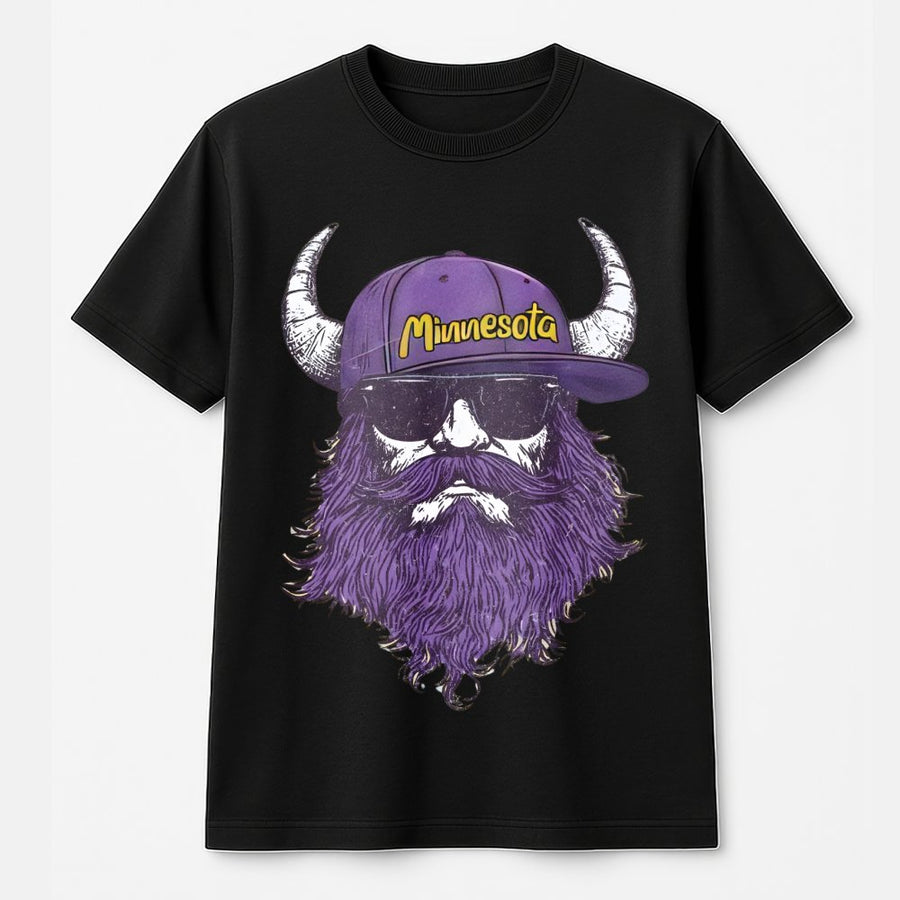 Minnesota Viking With Horns, Beard And Sunglasses T-Shirt
