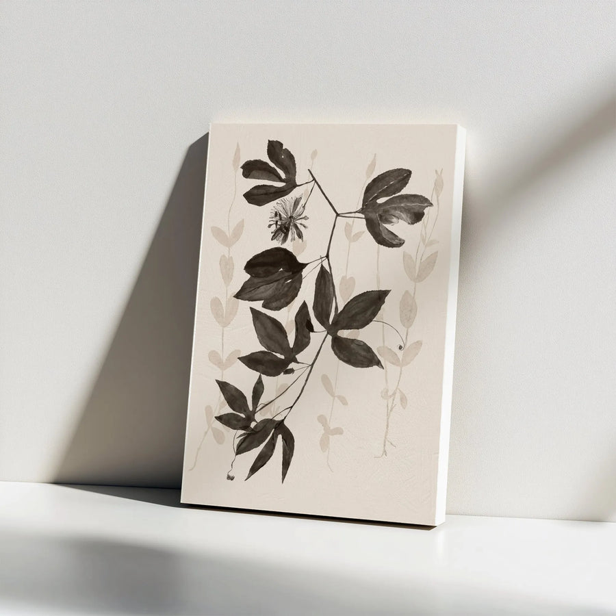 Botanical Canvas Wall Art | Minimalist Passion Flower Print | Premium Thick Gallery Canvas | Modern Living Room & Office Decor Gift