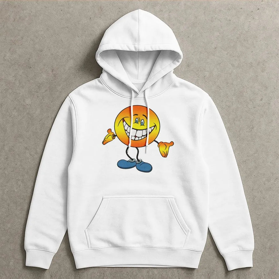Smiley Face Hoodie | Vintage Y2K Cheeky Grin Graphic | Premium Cotton Blend Sweatshirt | Funny Meme Streetwear Gift for Men & Women