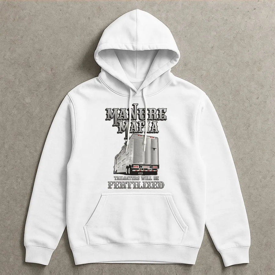 Manure Mafia Hoodie | Funny Trucker Gift for Cattle Hauler | Premium Cotton Blend | Gift for Semi Truck Driver and Livestock Farmer