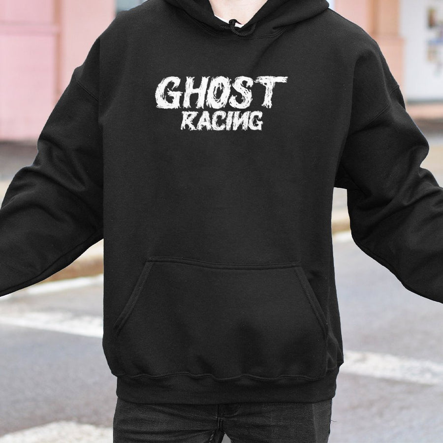 Ghost Racing Hoodie | Distressed Graphic Street Racing Design | Premium Cotton-Poly Blend | Streetwear Gift for Car Enthusiasts & Bikers