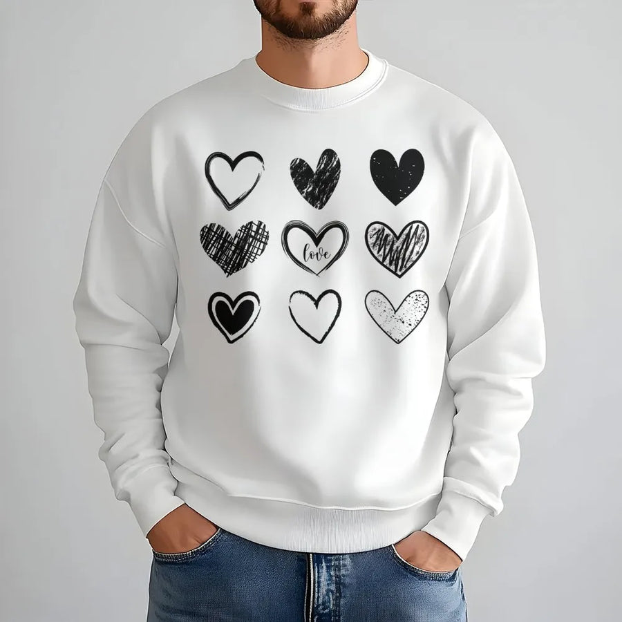 Heart Sweatshirt | Distressed Valentine Graphic Print | Premium Cotton Blend Crewneck | Cute Aesthetic Gift for Her