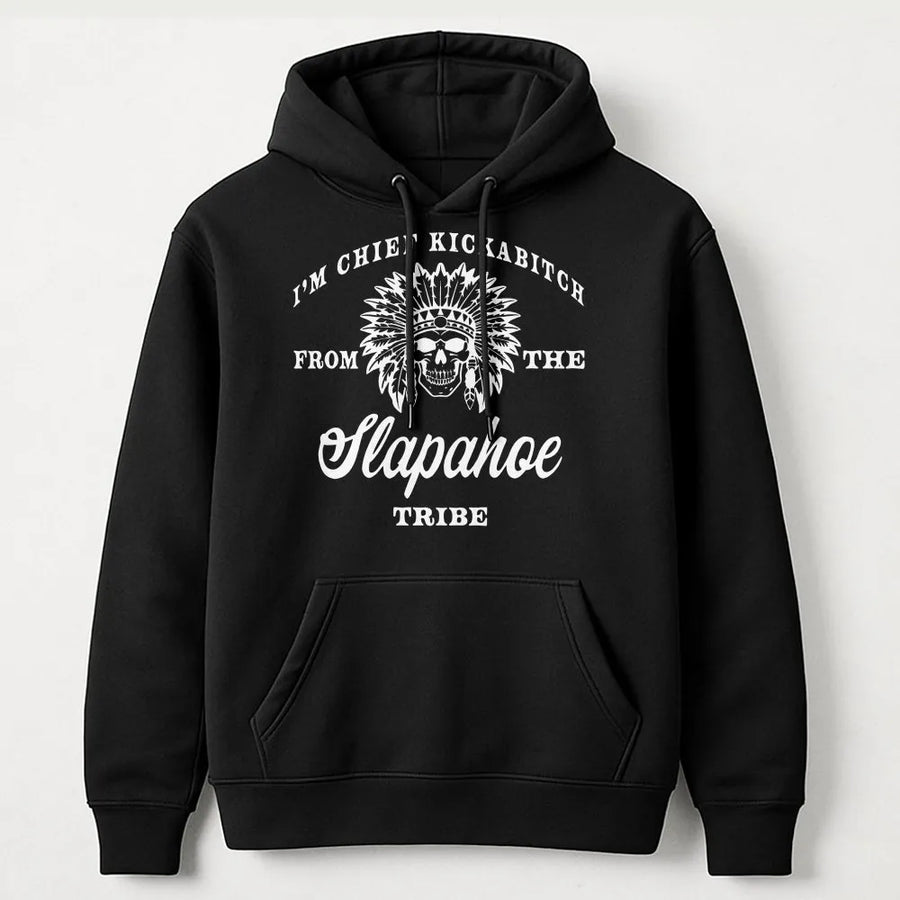 Funny Offensive Hoodie | Skull with Headdress Graphic Pullover | Soft Cotton Blend Sweatshirt | Adult Humor Sarcastic Gag Gift