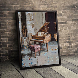 Grand Piano Canvas Art | Impressionist Music Room Wall Decor | Premium Fade-Resistant Texture Print | Elegant Gift for Musicians and Teachers