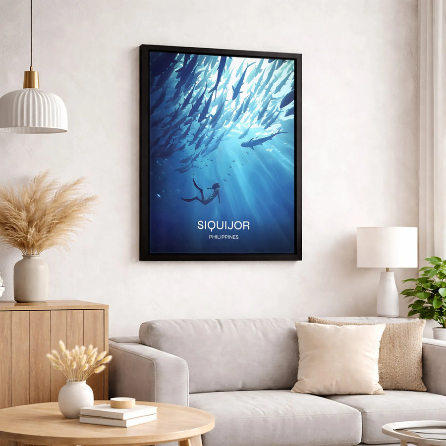Siquijor Philippines Wall Art | Freediving Ocean Scene with School of Fish | Premium 1.25 Inch Gallery Canvas | Travel Decor Gift for Scuba Divers