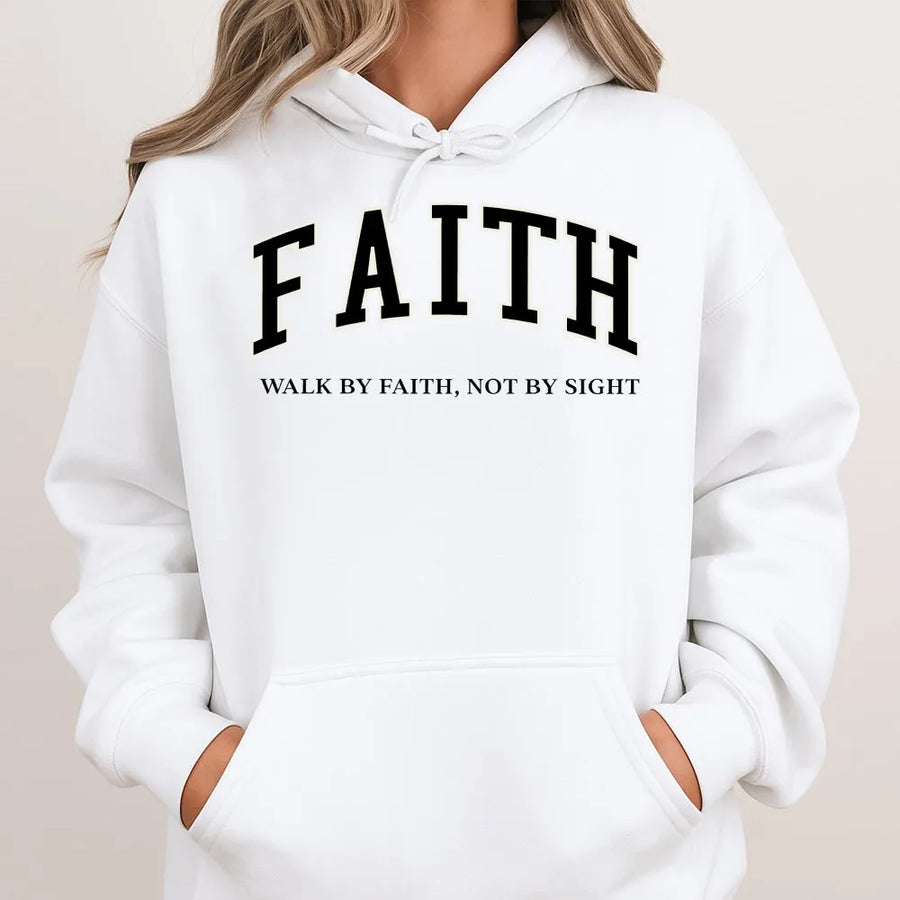 Faith Hoodie | Walk By Faith Not By Sight Christian Apparel | Premium Cotton Blend | Inspirational Religious Gift for Women and Men