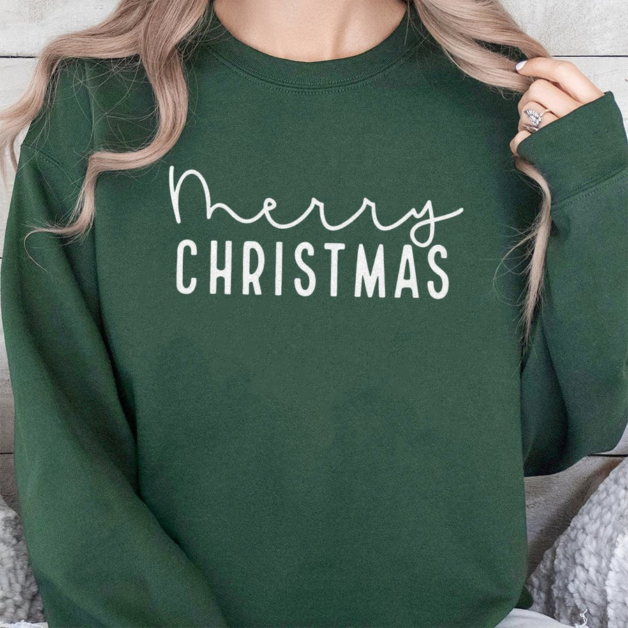 Merry Christmas Sweatshirt | Minimalist Holiday Typography | Premium Cotton Blend | Cozy Festive Gift for Women and Men