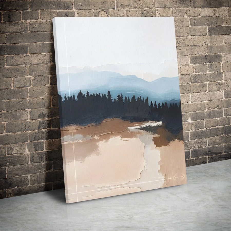 Abstract Mountain Canvas Wall Art | Misty Pine Forest Landscape Print | Premium 1.25 Inch Gallery Wrap | Modern Nature Home Decor Gift