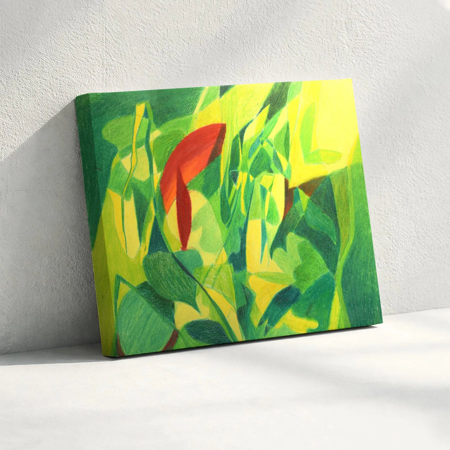 Abstract Tulip Canvas Wall Art | Geometric Red Flower Print | Premium Thick Canvas | Modern Living Room Decor Gift