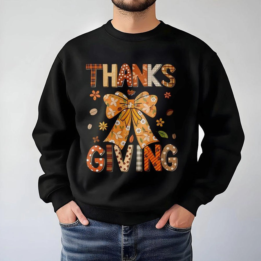 Thanksgiving Sweatshirt | Coquette Bow Autumn Fall Graphic | Premium Cotton Blend | Gift For Her Women