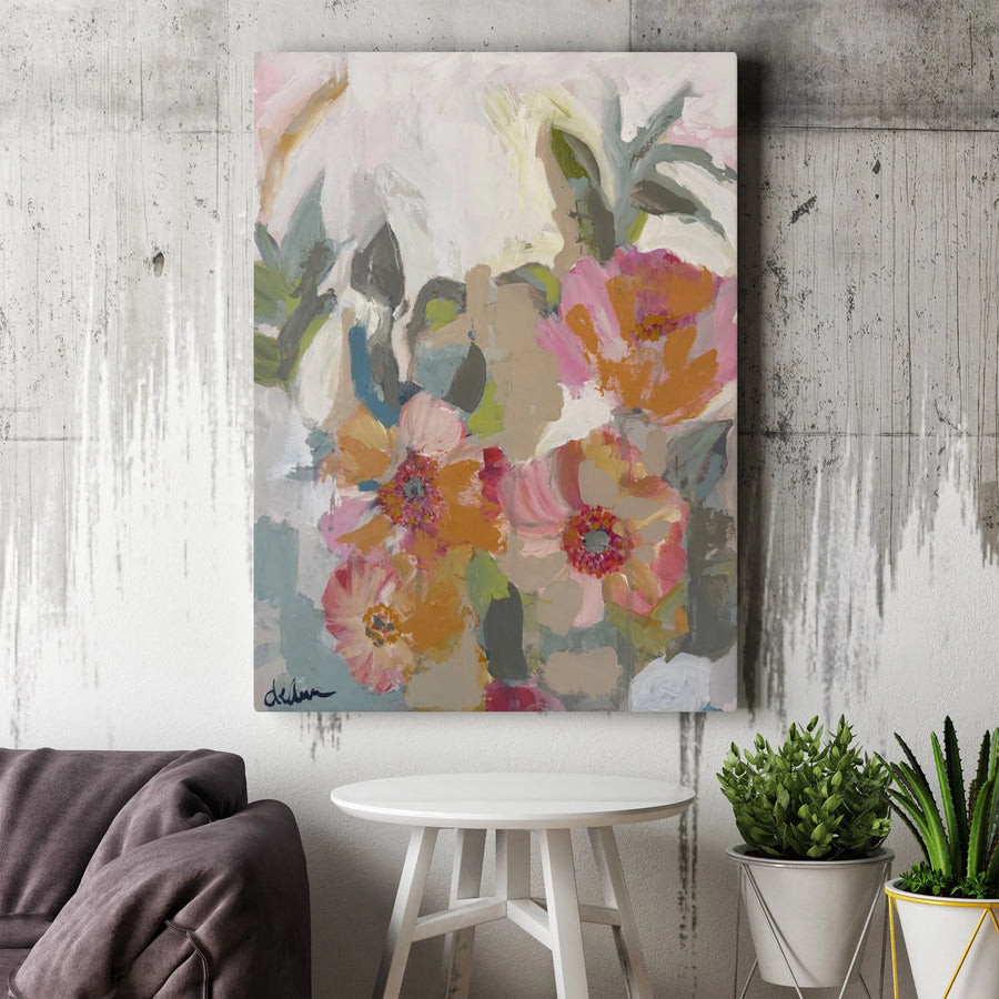 Abstract Floral Art Print Vertical Canvas | Modern Impressionist Wildflower Design | Premium 1.25 Inch Gallery Wrap | Elegant Wall Decor Gift for Living Room