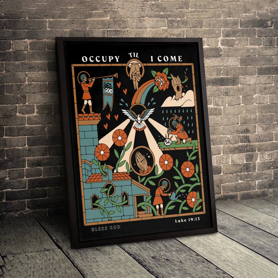 Occupy Til I Come Canvas Print | Luke 19:13 Christian Wall Art | Premium Gallery Wrapped | Faithful Religious Gift for Home Decor