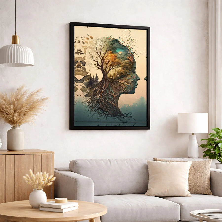 Mother Nature Canvas Print | Surreal Tree Of Life Forest Art | 1.25-Inch Gallery Wrapped Canvas | Botanical Wall Decor For Home Office
