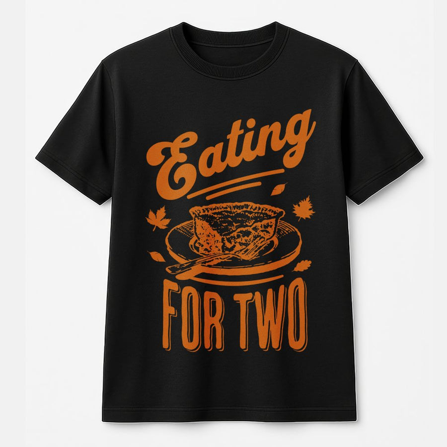 Eating For Two Thanksgiving T-Shirt | Fall Pregnancy Announcement Reveal | Premium 100% Cotton Tee | Cute Expecting Mom Gift