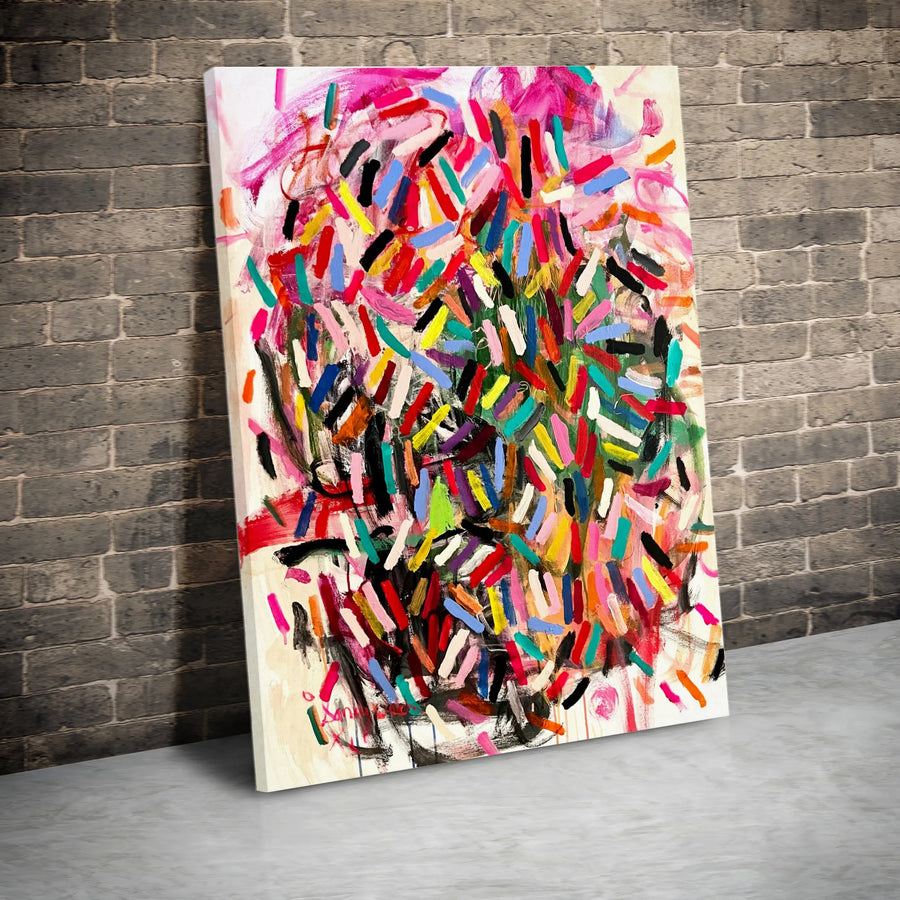 Colorful Abstract Vertical Canvas | Vibrant Expressionist Wall Art Print | Premium Gallery Wrapped Canvas | Modern Living Room & Office Decor Gift