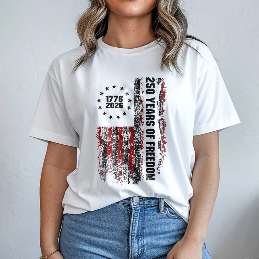 USA 250th Anniversary T-Shirt | Vintage 1776-2026 Distressed Flag | Soft Cotton Blend | Patriotic 4th of July Gift For Americans