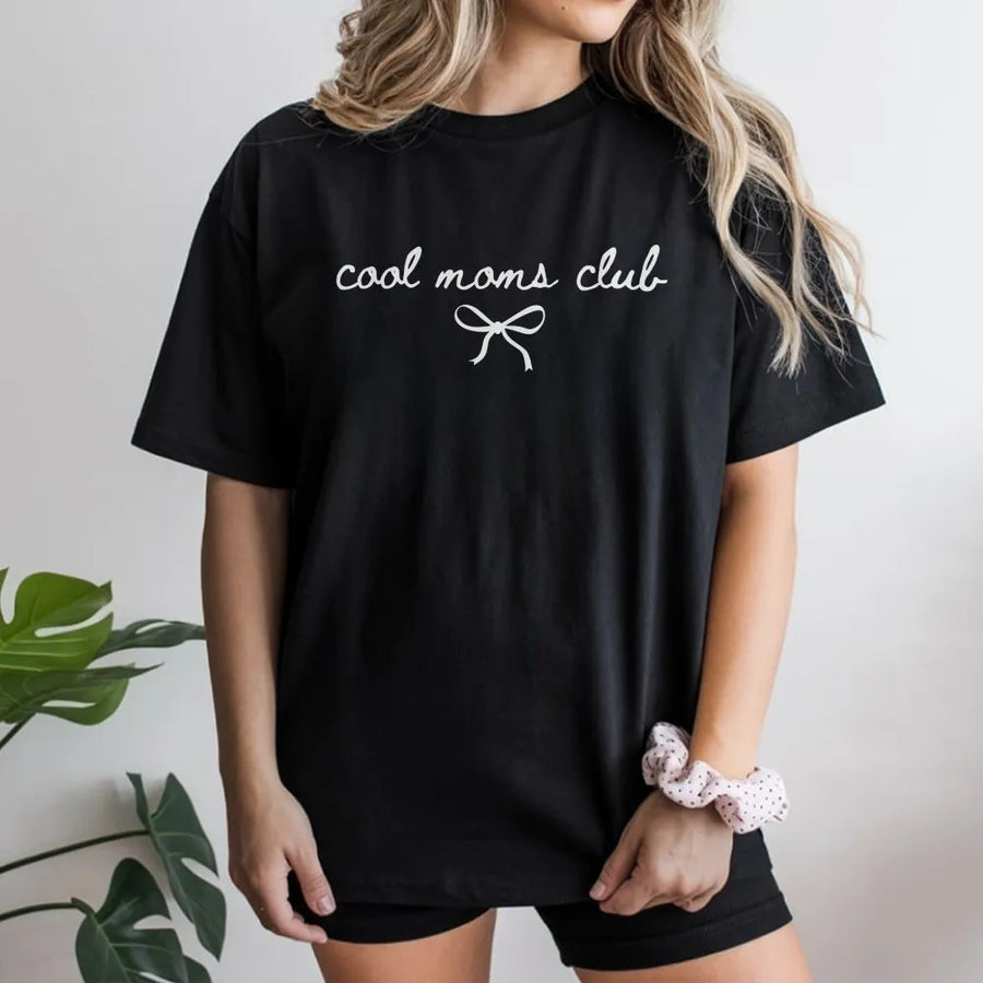 Cool Moms Club T-Shirt | Coquette Bow Graphic Sweatshirt | Soft Cotton Blend | Gift for Trendy New Mom, Mothers Day Present