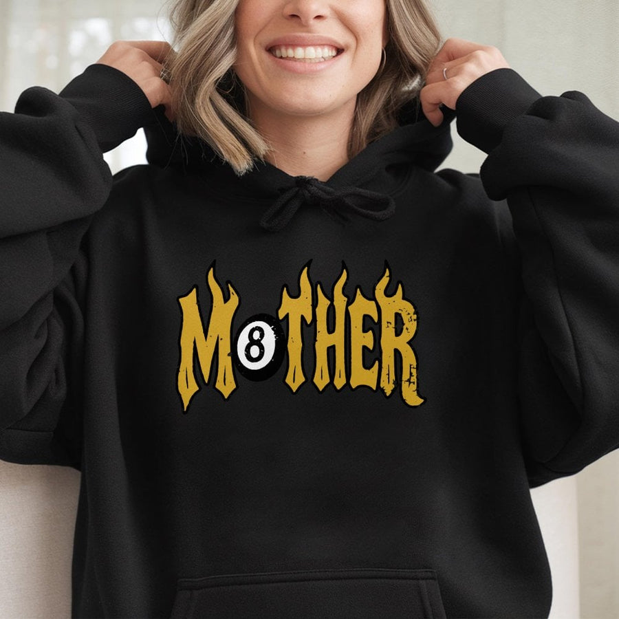 Mother 8 Ball Hoodie | Vintage Flame Graphic Design | Premium Cotton Blend Sweatshirt | Edgy Streetwear Gift for Mom
