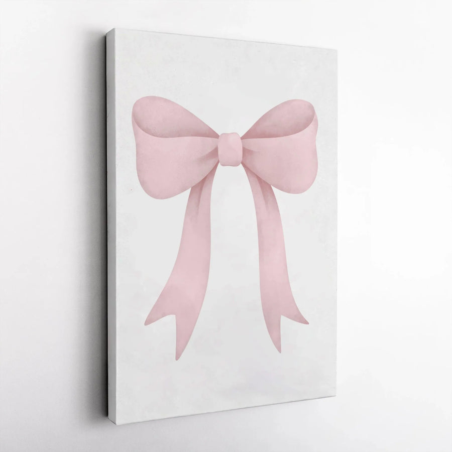 Pink Bow Canvas Wall Art | Watercolor Coquette Aesthetic Print | Premium 1.25" Thick Gallery Wrap | Nursery Decor Gift for Girl's Room