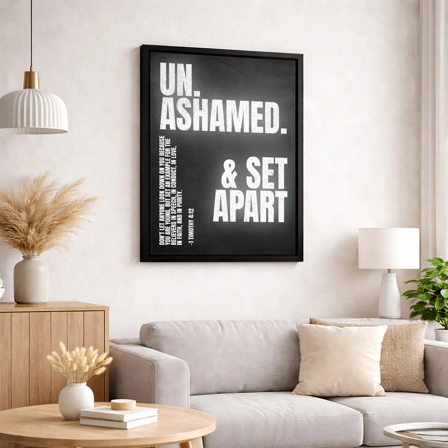 Unashamed & Set Apart Bible Verse Wall Art | 1 Timothy 4:12 Scripture Canvas | Premium Fade-Resistant Print | Christian Home Decor Gift