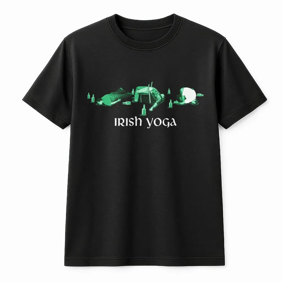 Irish Yoga T-Shirt | Funny St Patricks Day Beer Design | Premium Soft Cotton Tee | Drinking Gift For Men and Women