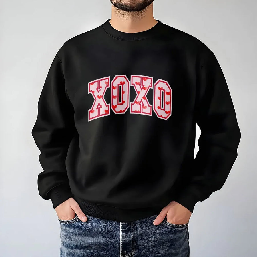 XOXO Sweatshirt with Hearts | Cute Preppy Valentine's Day Pullover | Soft Cotton Blend | Romantic Gift for Her