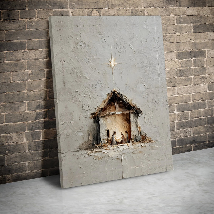 Nativity Scene Canvas Print | Textured Religious Wall Art | Premium Gallery Wrap Decor | Christmas Holiday Gift For Christian Home
